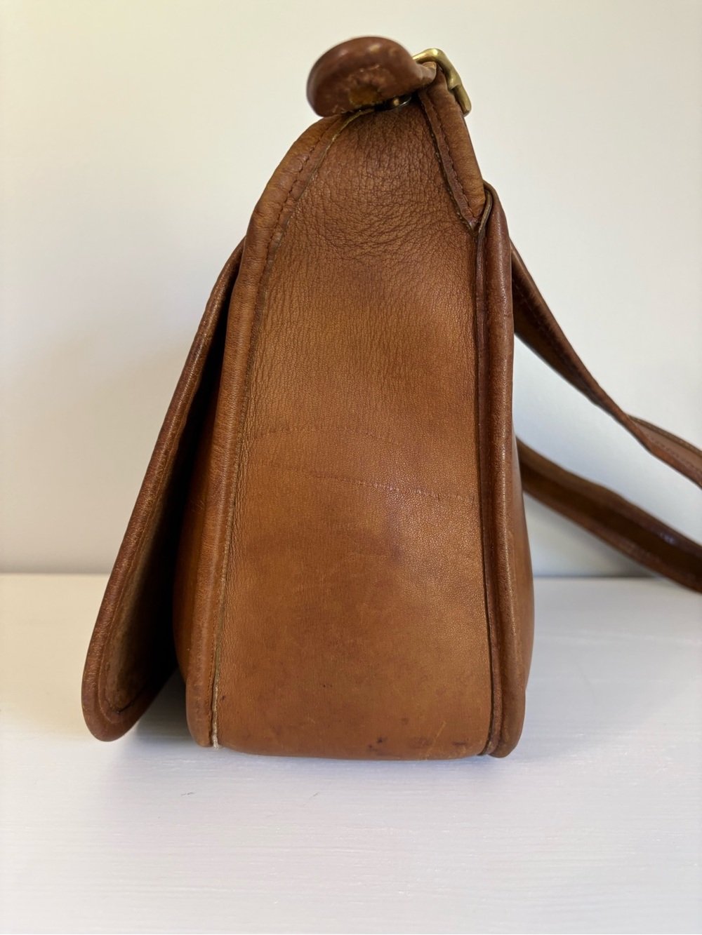 RARE NYC MADE Vintage Coach Companion Flap Bag | British Tan Leather #9919 - Picture 14 of 16